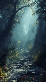 Mystical Forest Path Through Ethereal Woodland Archway