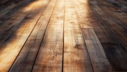 Sunlit wooden floorboards render emphasize grain and depth