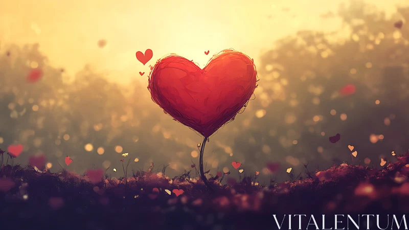 Cardiomorphic Botanical Form with Golden Hour Luminescence.