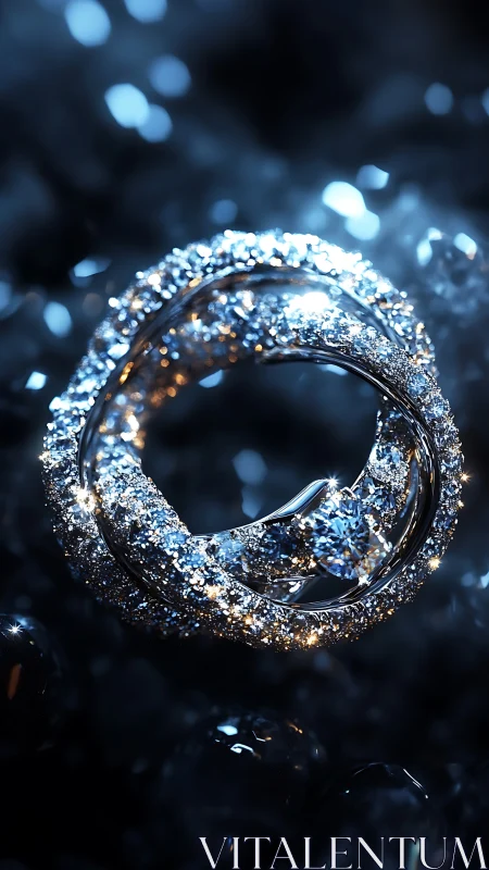 Diamond infinity ring glows in cinematic midnight light