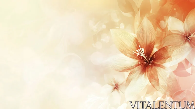 Amber Petals Dancing Through Luminous Fog.