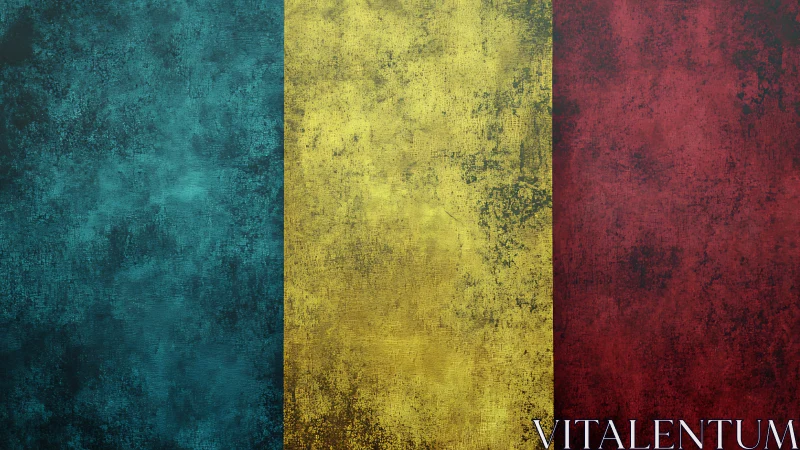 Weathered teal, gold and crimson stripes in rustic hush.