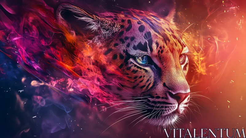 Luminous Tiger Portrait Amid Chromatic Energy Waves