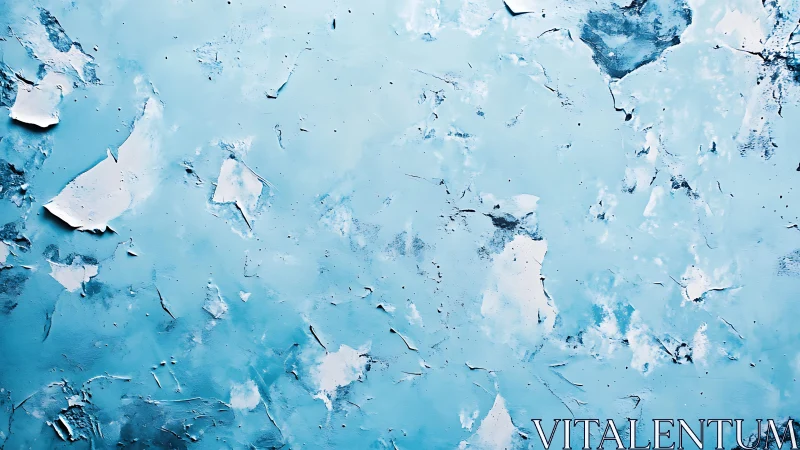 Abstract blue textured wall with peeling paint, modern art style.