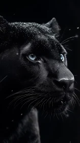 Luminous Black Panther Portrait Against Darkness