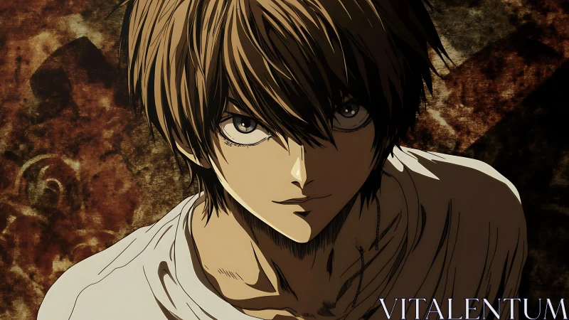 Brooding anime antihero under stark chiaroscuro lighting.