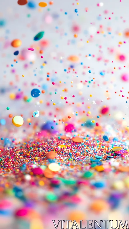 Sugar-bright confetti bursts upward in a chromatic sugarstorm