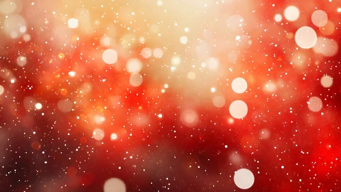 Red and gold bokeh light particles on blurred gradient field.