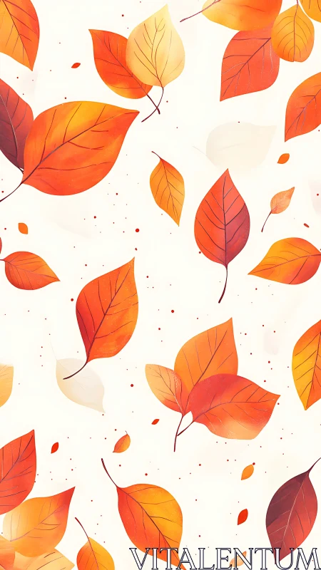 Autumn leaves pattern in orange and yellow on white background.