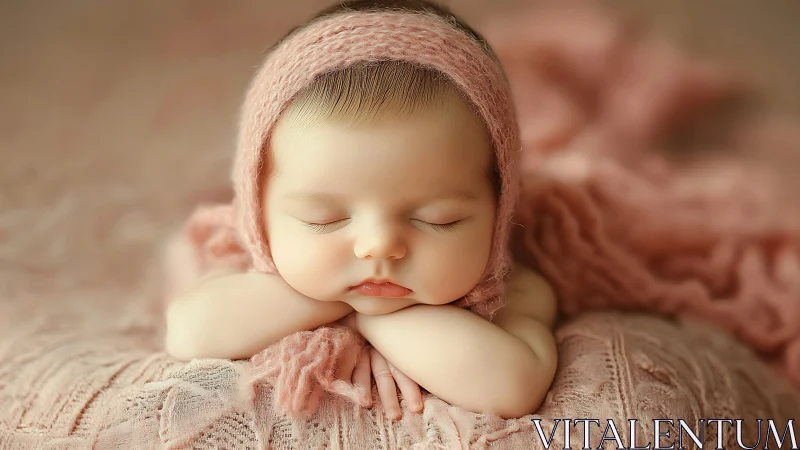 Slumber's Sweet Reverie: Newborn Dreams in Rosy Wrappings.