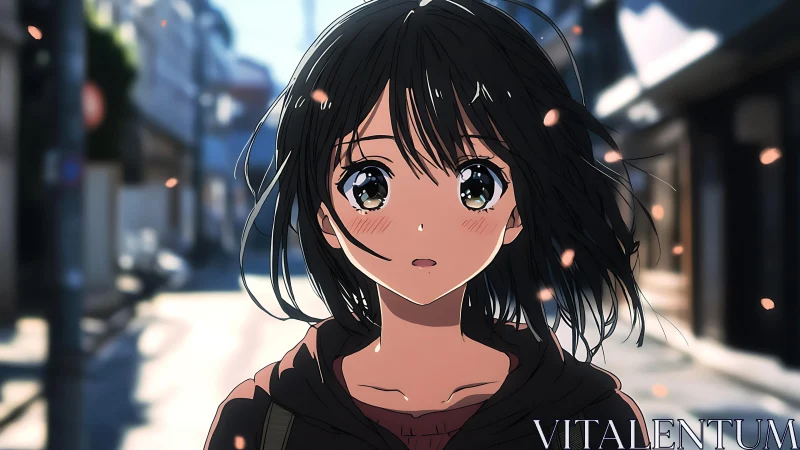 Soft morning light catches a thoughtful anime girl in wonder