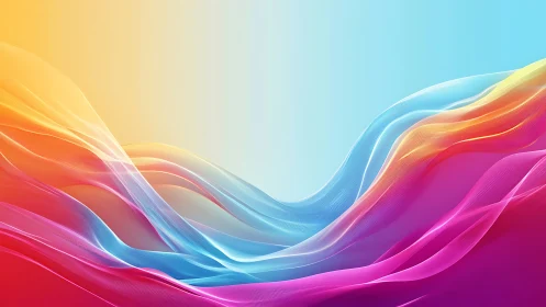Colorful gradient waves flow across a luminous digital horizon
