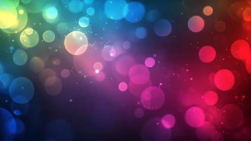 Soft rainbow bokeh lights drifting through cozy darkness.