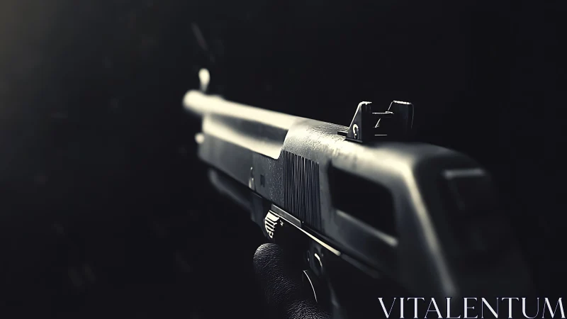 Handgun barrel and sights in low-light tactical setup