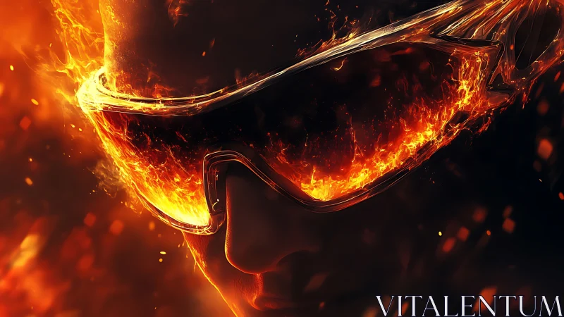 Incandescent Guitar Engulfed in Blazing Flames.