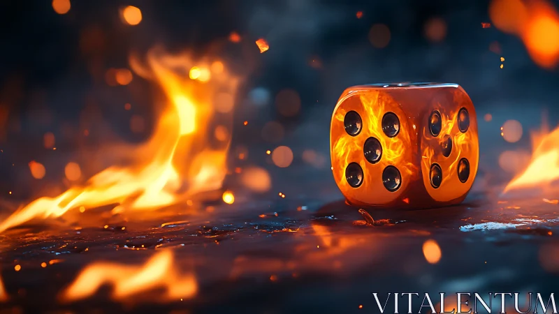 Flaming Dice in Inferno: 3D Rendered Gaming Vision.