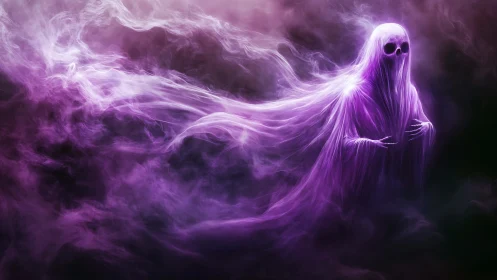 Spectral violet wraith rendered as volumetric mist entity.