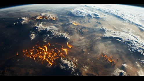 Earth from Space: Catastrophic Wildfire System Over Continents.
