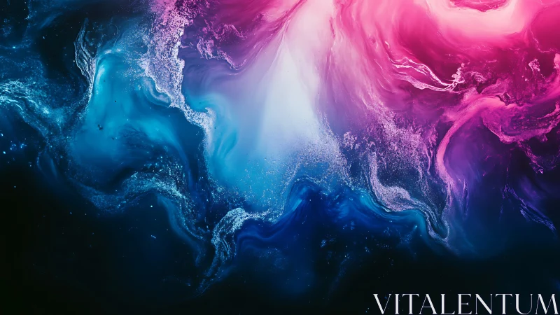 Vivid pink and blue abstract fluid cloud composition.