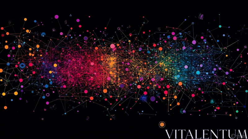 Neon data nebula with multicolor network constellations.