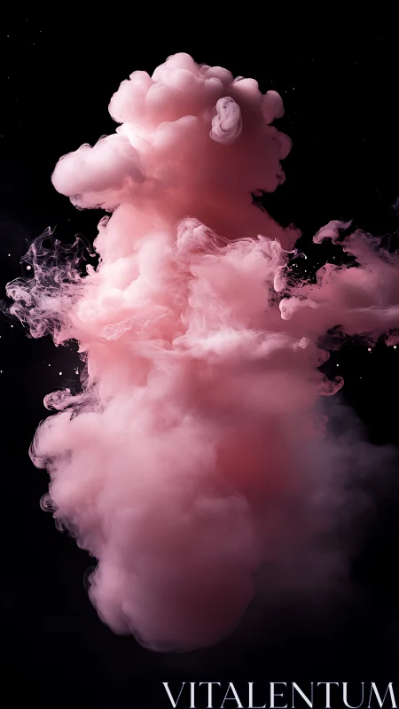 Cotton-candy cloud plume swirling in inky cosmic night.