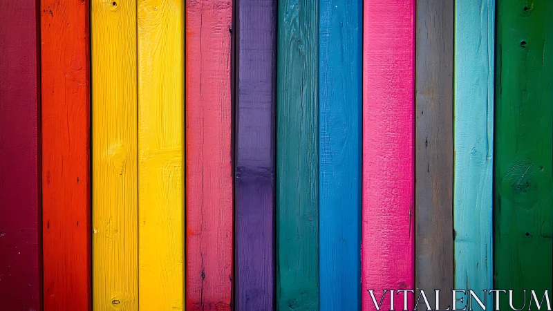 Rainbow timber chorus lined in bold vertical color bars.
