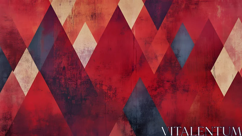Warm geometric diamonds in rich, weathered reds and golds.