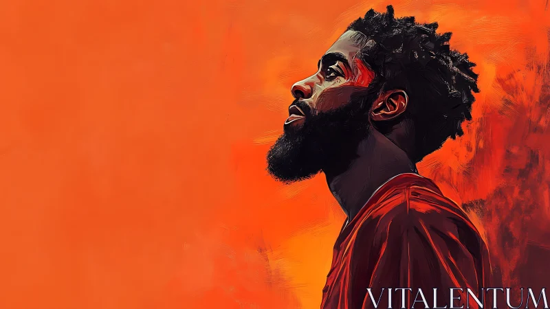 Profiled portrait in vivid orange contemplative glow.