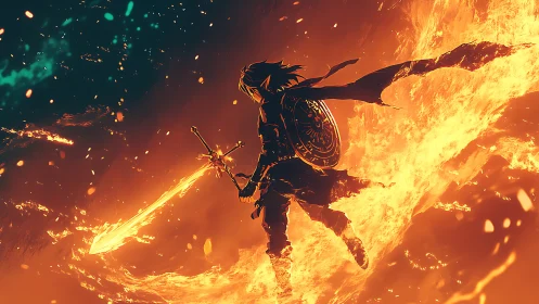 Warrior Wielding Flaming Sword in Infernal Maelstrom.