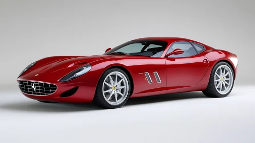 Red Italian sports coupe in clean studio side-front view.