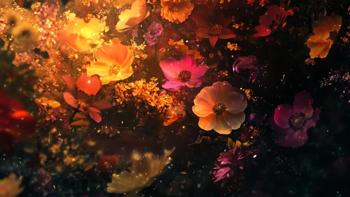 Luminescent Floral Composition with Gradient Gradient Light Scattering and Chromatic Decay