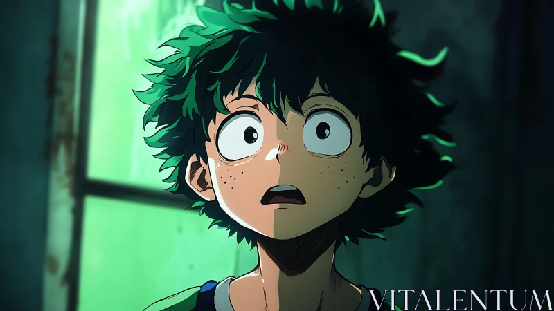 Anime character portrait with dramatic split lighting composition.