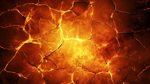 Incandescent Cracked Surface with Radiating Heat and Light