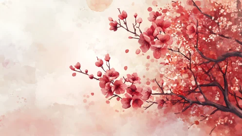 Cherry Blossom Dream: Watercolor Spring Branches.