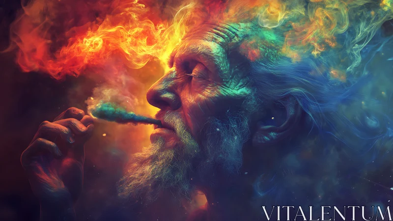 Cosmic sage exhales galaxies in swirling nebula smoke.