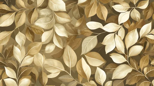 Layered metallic foliage pattern with tonal sepia leaf detailing