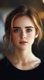 Digital portrait captures young woman with luminous gaze