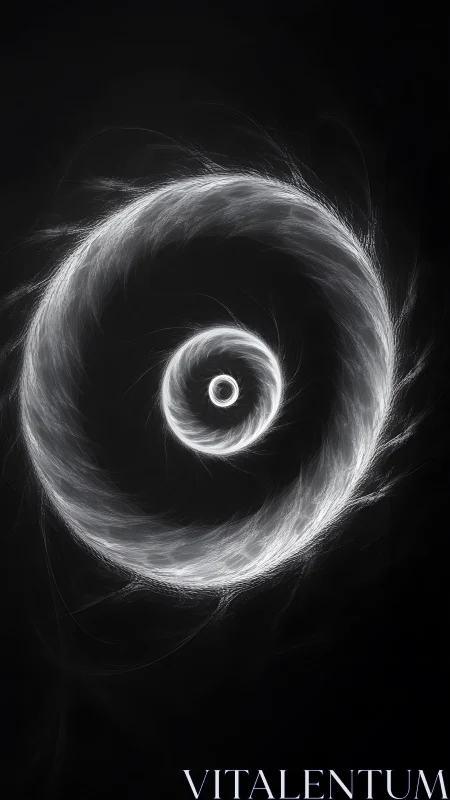 Gentle spiral rings glow softly in a quiet cosmic dance
