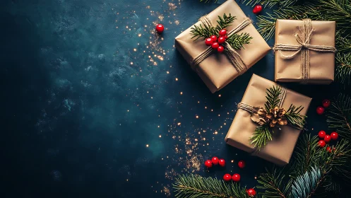 Winter whispers wrap rustic gifts in ember-streaked twilight