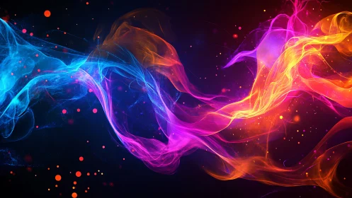 Abstract Energy Flow with Chromatic Gradients Against Dark Background