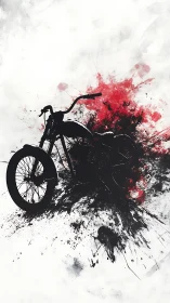 Midnight motorcycle silhouette splashed in wild color.