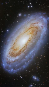 Star-swirled island galaxy pirouetting in velvet darkness.