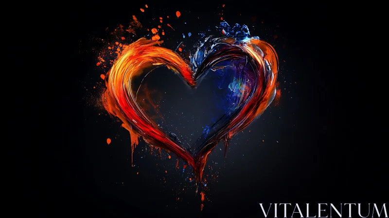 Fluid Dynamics Heart: Red and Blue Chromatic Opposition.