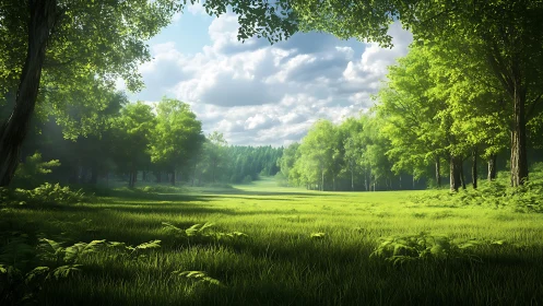 Sunlit Forest Meadow Where Nature Breathes.