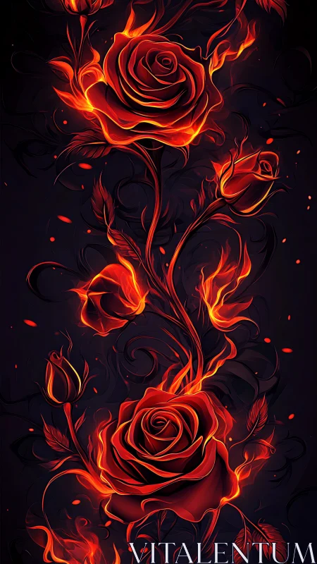 Flames of Passion: Fiery Roses Glow With Radiant Heat.