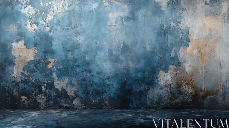 Oxidized concrete wall with textured patina gradients underfoot.