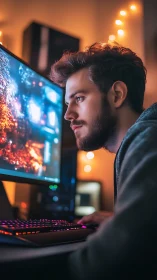 Neon coder locked in midnight focus before glowing screen.