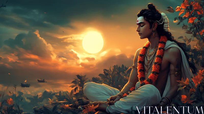 Serene sunset meditation invites quiet reflection and calm