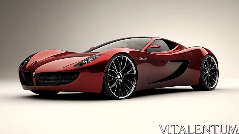 Sculpted red supercar rendered in high-gloss photoreal style