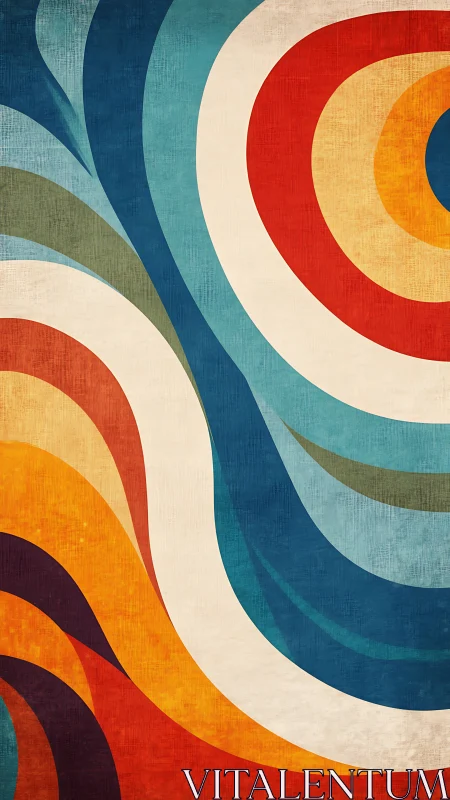 Retro concentric waves form a bold textured abstract field